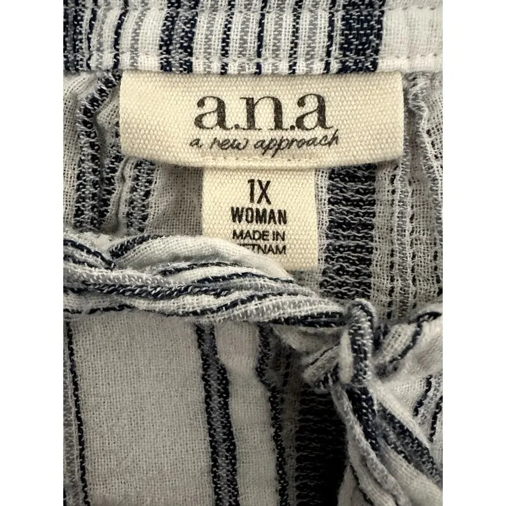 a.n.a A New Approach Striped Peasant Blouse -‎ Women’s 1X-EUC - Picture 5 of 6